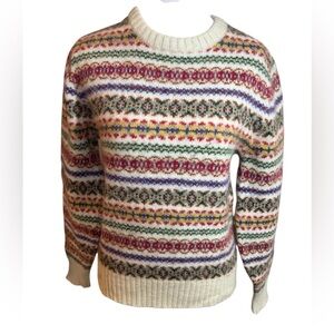 Vintage Knightsbridge Fair Isle Wool Sweater Size Small  Made in Scotland